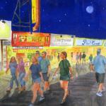 Strollin The Boards by Veronica  Astrom in Watercolor