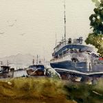 Boatyard by Linda Werner in Watercolor