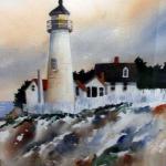Pemaquid Point Lighthouse, Watercolor, Christine Calandra