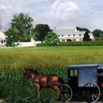 Amish Buggy, Quiet Fields, Watercolor, Donna Ransome