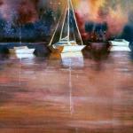 Sunset in the Cove, Watercolor, Christine Calandra